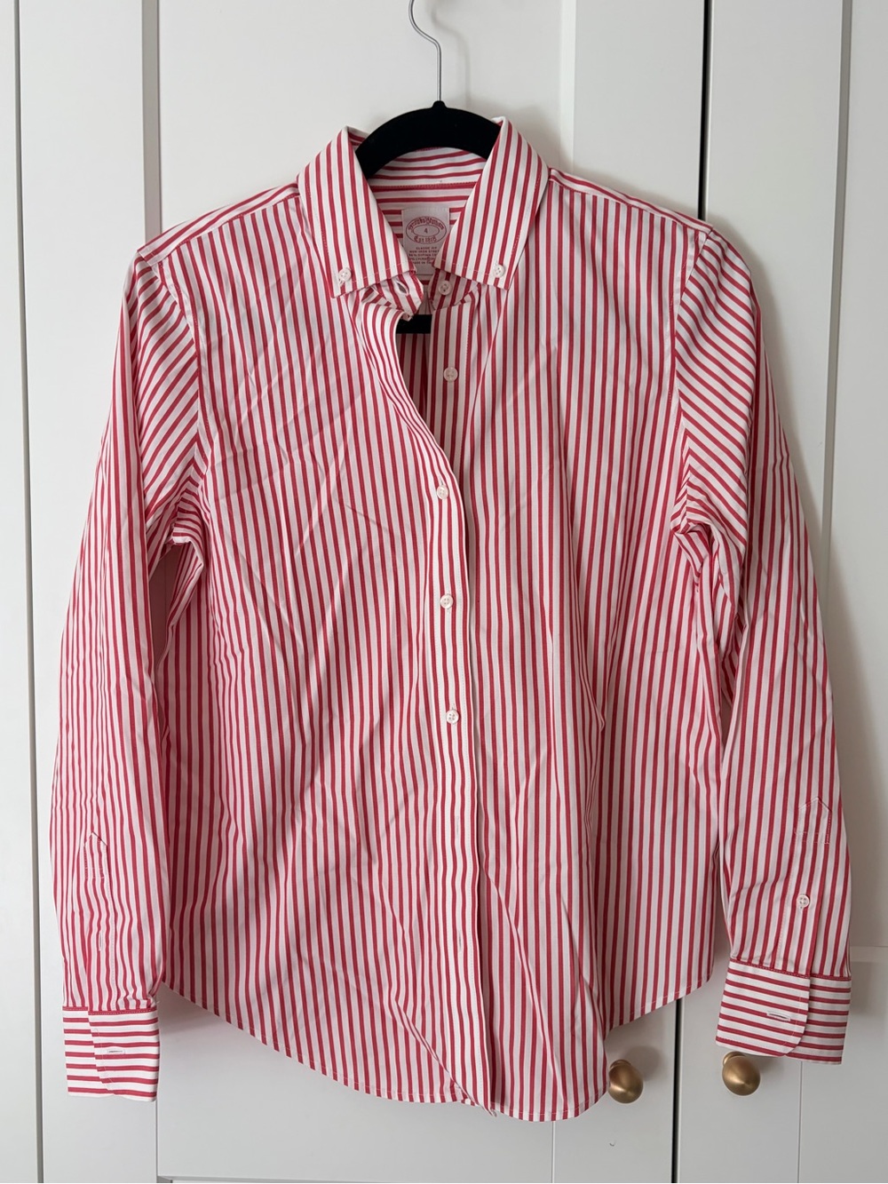 Brooks Brothers Pink and White Striped Button-Down Shirt | 4